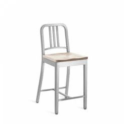 Emeco 1104 Navy Counter Stool With Wood Seat -Chair Store 977 6581730816 emeco 1104 navy counter brushed ash large