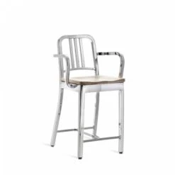 Emeco 1104 Navy Counter Stool With Wood Seat -Chair Store 980 03696e2c42 emeco 1104 navy counter arms polished ash large