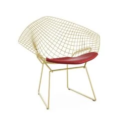 Bertoia Gold Plated Small Diamond Chair With Seat Pad 32 Bertoia Gold Plated Small Diamond Chair With Seat Pad -Chair Store Bertoia Diamond Chair Gold 11