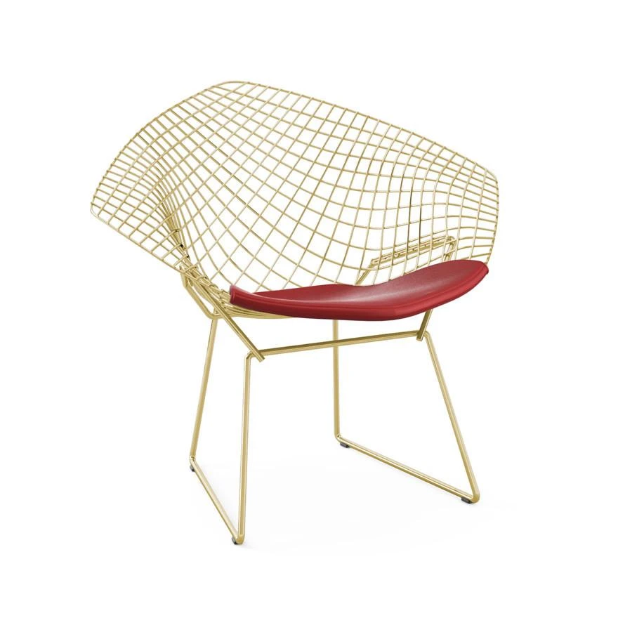 Bertoia Gold Plated Small Diamond Chair With Seat Pad 13 Bertoia Gold Plated Small Diamond Chair With Seat Pad - Image 11