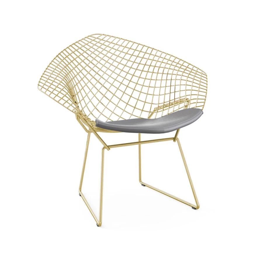 Bertoia Gold Plated Small Diamond Chair With Seat Pad 15 Bertoia Gold Plated Small Diamond Chair With Seat Pad - Image 13