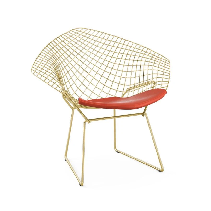 Bertoia Gold Plated Small Diamond Chair With Seat Pad 17 Bertoia Gold Plated Small Diamond Chair With Seat Pad - Image 15