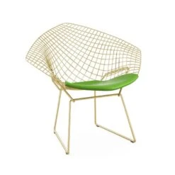 Bertoia Gold Plated Small Diamond Chair With Seat Pad 38 Bertoia Gold Plated Small Diamond Chair With Seat Pad -Chair Store Bertoia Diamond Chair Gold 17
