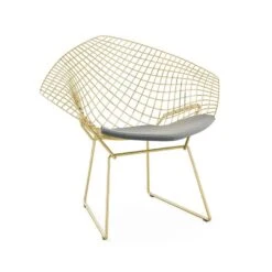 Bertoia Gold Plated Small Diamond Chair With Seat Pad 40 Bertoia Gold Plated Small Diamond Chair With Seat Pad -Chair Store Bertoia Diamond Chair Gold 19