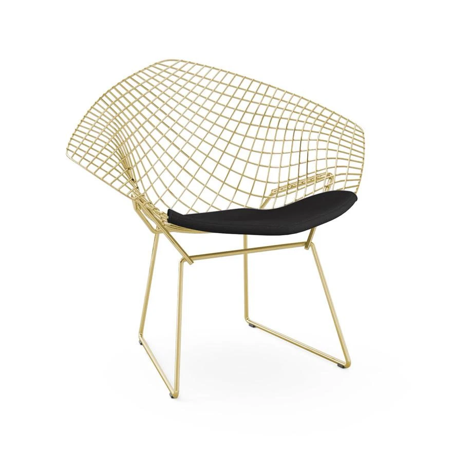 Bertoia Gold Plated Small Diamond Chair With Seat Pad 4 Bertoia Gold Plated Small Diamond Chair With Seat Pad - Image 2