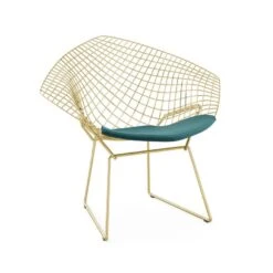Bertoia Gold Plated Small Diamond Chair With Seat Pad 41 Bertoia Gold Plated Small Diamond Chair With Seat Pad -Chair Store Bertoia Diamond Chair Gold 20