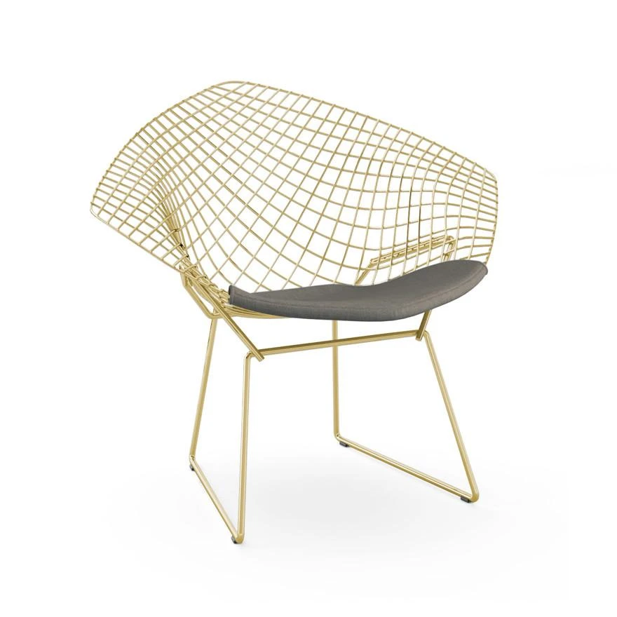 Bertoia Gold Plated Small Diamond Chair With Seat Pad 5 Bertoia Gold Plated Small Diamond Chair With Seat Pad - Image 3