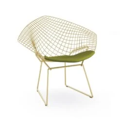 Bertoia Gold Plated Small Diamond Chair With Seat Pad 25 Bertoia Gold Plated Small Diamond Chair With Seat Pad -Chair Store Bertoia Diamond Chair Gold 4