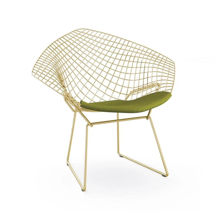 Bertoia Gold Plated Small Diamond Chair With Seat Pad 6 Bertoia Gold Plated Small Diamond Chair With Seat Pad - Image 4