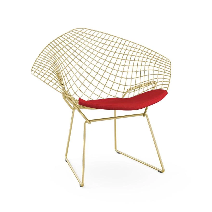Bertoia Gold Plated Small Diamond Chair With Seat Pad 7 Bertoia Gold Plated Small Diamond Chair With Seat Pad - Image 5