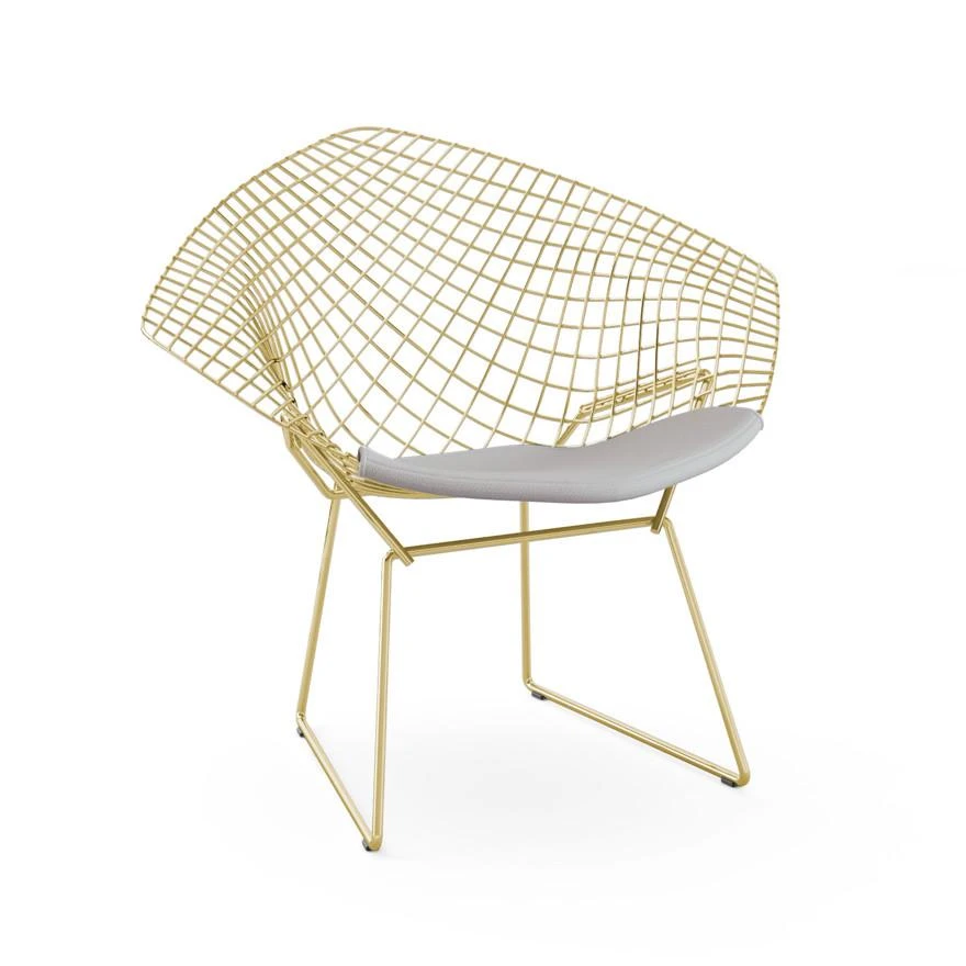 Bertoia Gold Plated Small Diamond Chair With Seat Pad 8 Bertoia Gold Plated Small Diamond Chair With Seat Pad - Image 6