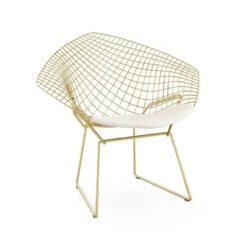 Bertoia Gold Plated Small Diamond Chair With Seat Pad 29 Bertoia Gold Plated Small Diamond Chair With Seat Pad -Chair Store Bertoia Diamond Chair Gold 8