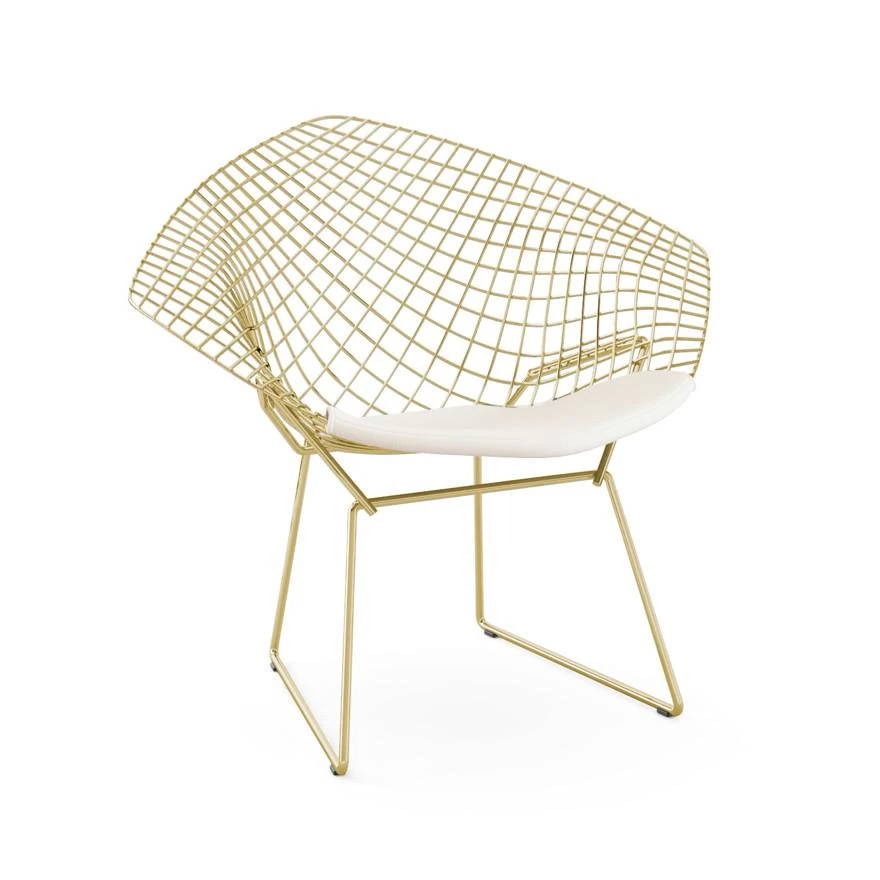 Bertoia Gold Plated Small Diamond Chair With Seat Pad 10 Bertoia Gold Plated Small Diamond Chair With Seat Pad - Image 8