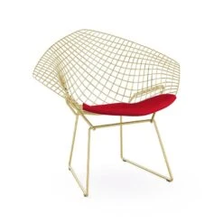 Bertoia Gold Plated Small Diamond Chair With Seat Pad 30 Bertoia Gold Plated Small Diamond Chair With Seat Pad -Chair Store Bertoia Diamond Chair Gold 9