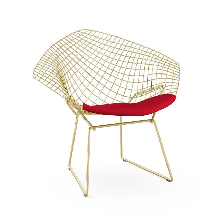 Bertoia Gold Plated Small Diamond Chair With Seat Pad 11 Bertoia Gold Plated Small Diamond Chair With Seat Pad - Image 9