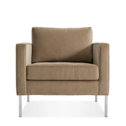 Paramount Lounge Chair -Chair Store BluDot Paramount Lounge Chair CA Modern Home Otter Velvet Stainless Steel