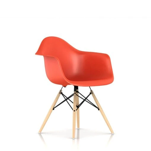 Eames Molded Plastic Arm Chair WithWood Dowel Base -Chair Store Eames Molded Plastic Arm Chair with Wood Dowel Base