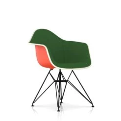Eames Molded Plastic UpholsteredArm Chair With Wire Base