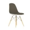 Eames Molded Plastic Upholstered Side Chair With Wood Dowel Base
