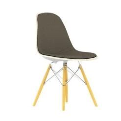 Eames Molded Plastic Upholstered Side Chair With Wood Dowel Base -Chair Store Eames Molded Plastic Upholstered Side Chair Wood 2