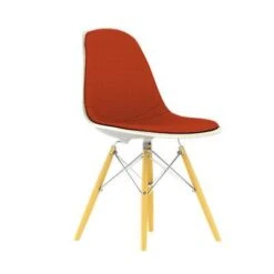 Eames Molded Plastic Upholstered Side Chair With Wood Dowel Base -Chair Store Eames Molded Plastic Upholstered Side Chair Wood 7