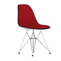 Eames Molded Plastic Upholstered Side Chair With Wire Base