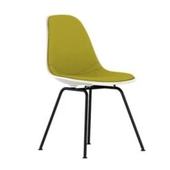 Eames Molded Plastic Upholstered Side Chair With 4 Legged Base