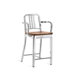 Emeco 1104 Navy Counter Stool With Wood Seat -Chair Store Emeco 1104 Navy Counter Stool With Wood Seat BluDot CA Modern Home WithArms Polished WhiteOak