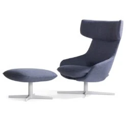 Kalm Swivel Metal Base Lounge Chair & Ottoman
