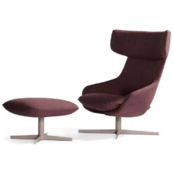 Kalm Swivel Metal Base Lounge Chair & Ottoman -Chair Store Kalm Swivel Metal Base Lounge Chair Ottoman marron
