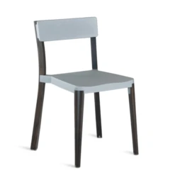 Emeco Lancaster Stacking Chair -Chair Store Lancaster Stacking Chair CA Modern Homes Dark Wood Frame Light Grey