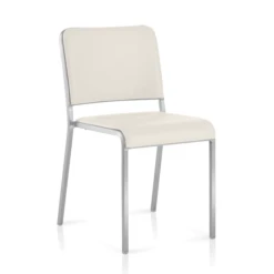 Emeco 20-06 Arm Chair -Chair Store Leather Alternative White Seat and Back Pad