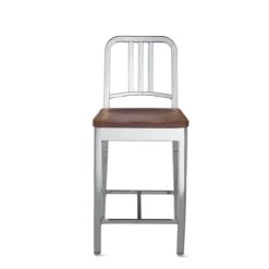 Emeco 1104 Navy Counter Stool With Wood Seat -Chair Store Navy Counter Stool With Wood Seat 6