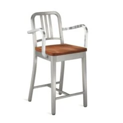 Emeco 1104 Navy Counter Stool With Wood Seat -Chair Store Navy Counter Stool With Wood Seat 7