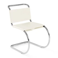 MR Chair Armless With Leather Sling Seat -Chair Store mr chair armless with leather sling seat Knoll CA Modern Home White Beige