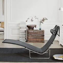 Fritz Hansen PK24 Leather Chaise Lounge -Chair Store pk24 leather chaise lounge fritz hansen ca modern home 2