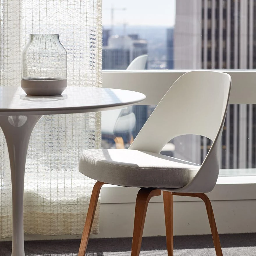 Saarinen Executive Plastic Back Chair With Wood Legs 6 Saarinen Executive Plastic Back Chair With Wood Legs - Image 4