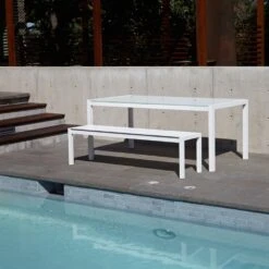 Skiff Outdoor Bench -Chair Store skiff outdoor bench BluDot CA Modern Home white 4